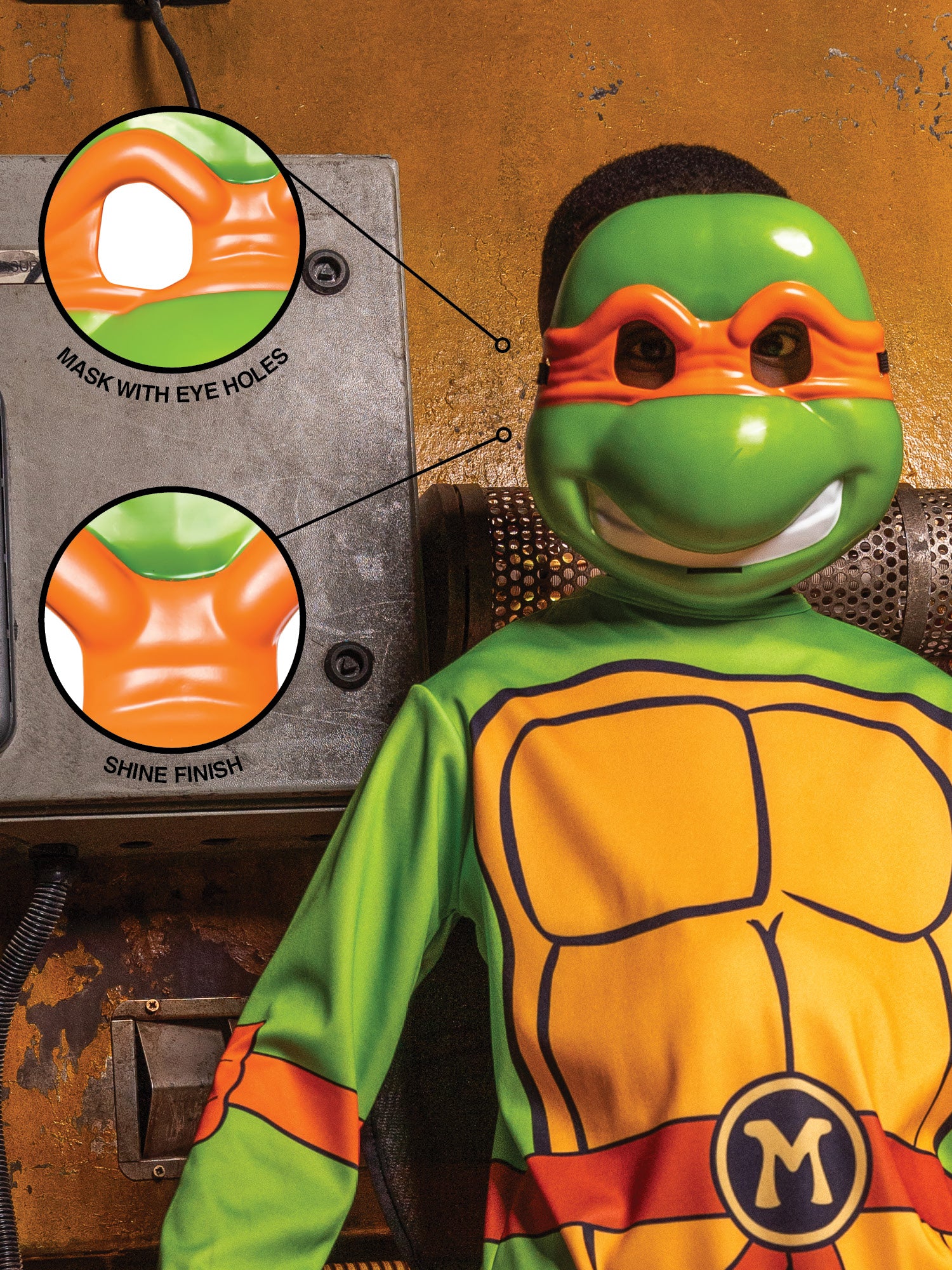 Rubies Michelangelo Maske für Jungen aus Teenage Mutant Ninja Turtles – Rückansicht