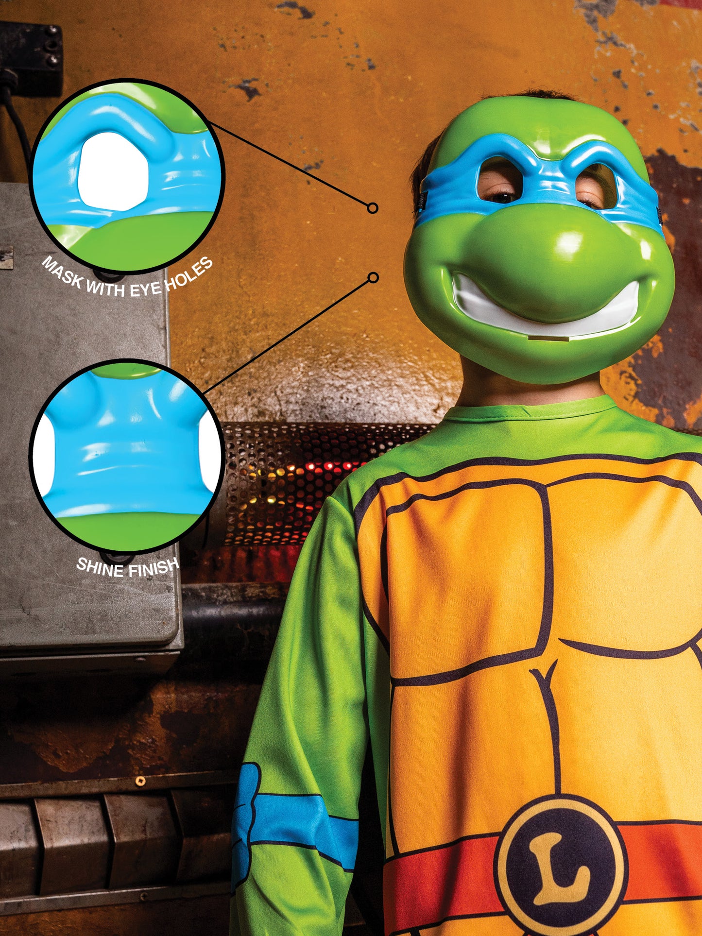 Rubies Leonardo Maske für Jungen Teenage Mutant Ninja Turtles – Rückansicht