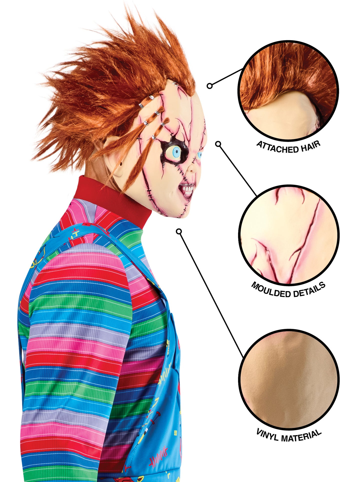 Rubies Chucky Stitched Up 3/4 Maske aus Child's Play – Seitenansicht