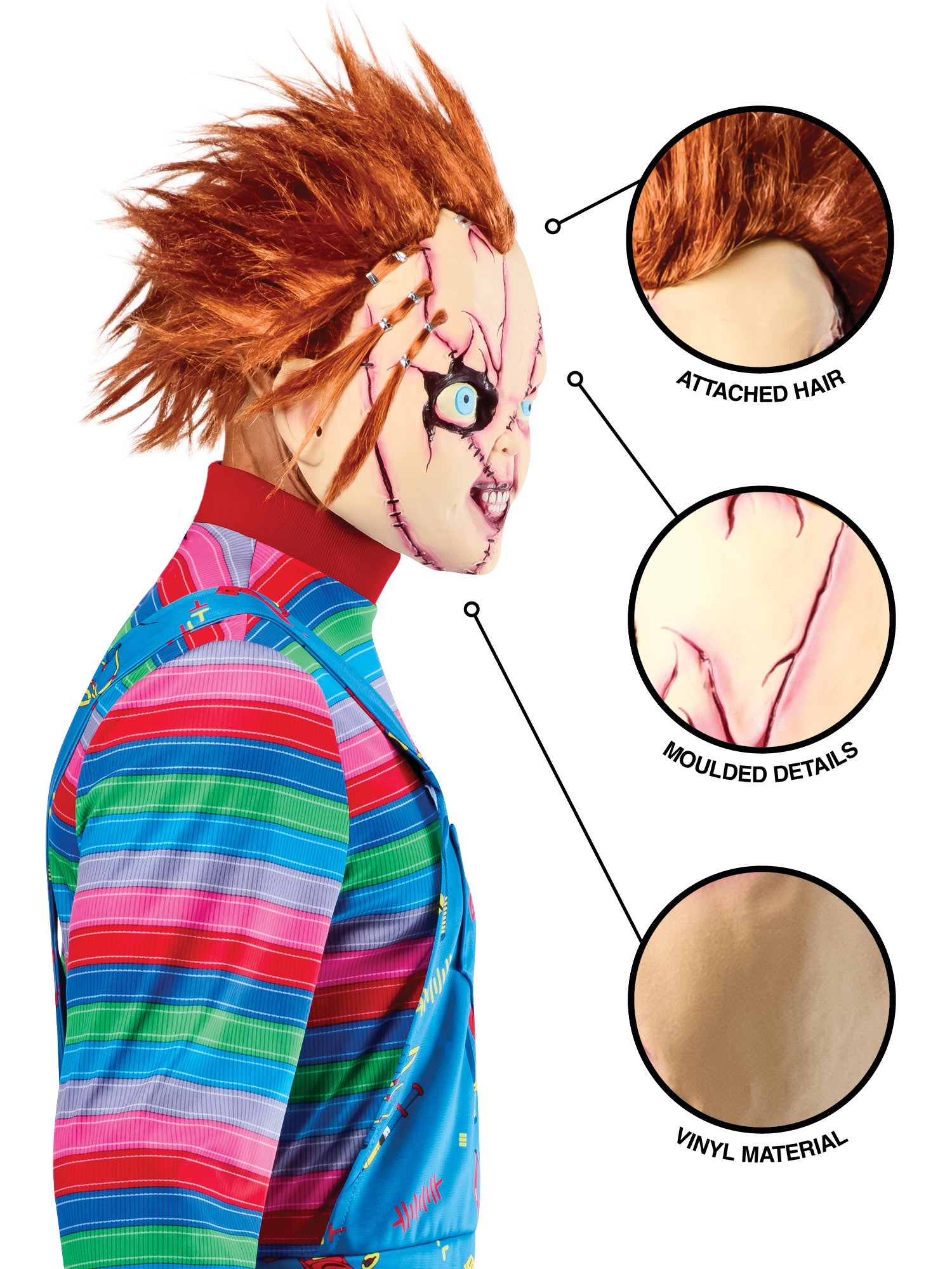Rubies Chucky Stitched Up 3/4 Maske aus Child's Play – Seitenansicht