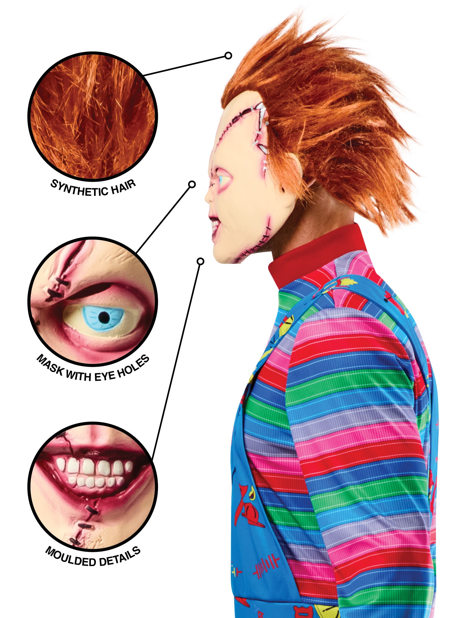 Rubies Chucky Stitched Up 3/4 Maske aus Child's Play – Rückansicht