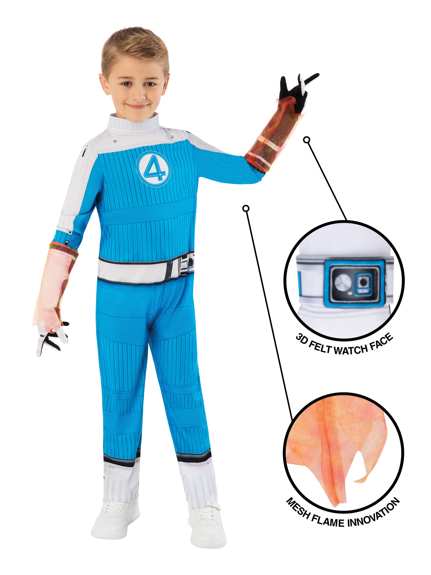 Rubies Human Torch Handschuhe für Jungen mit Flammenfunktion – Seitenansicht