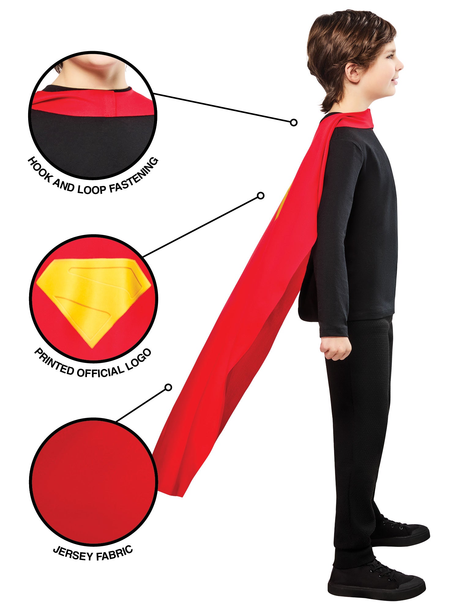 Rubies Superman Umhang für Jungen – DC Comics Kinderkostüm-Accessoire – Seitenansicht