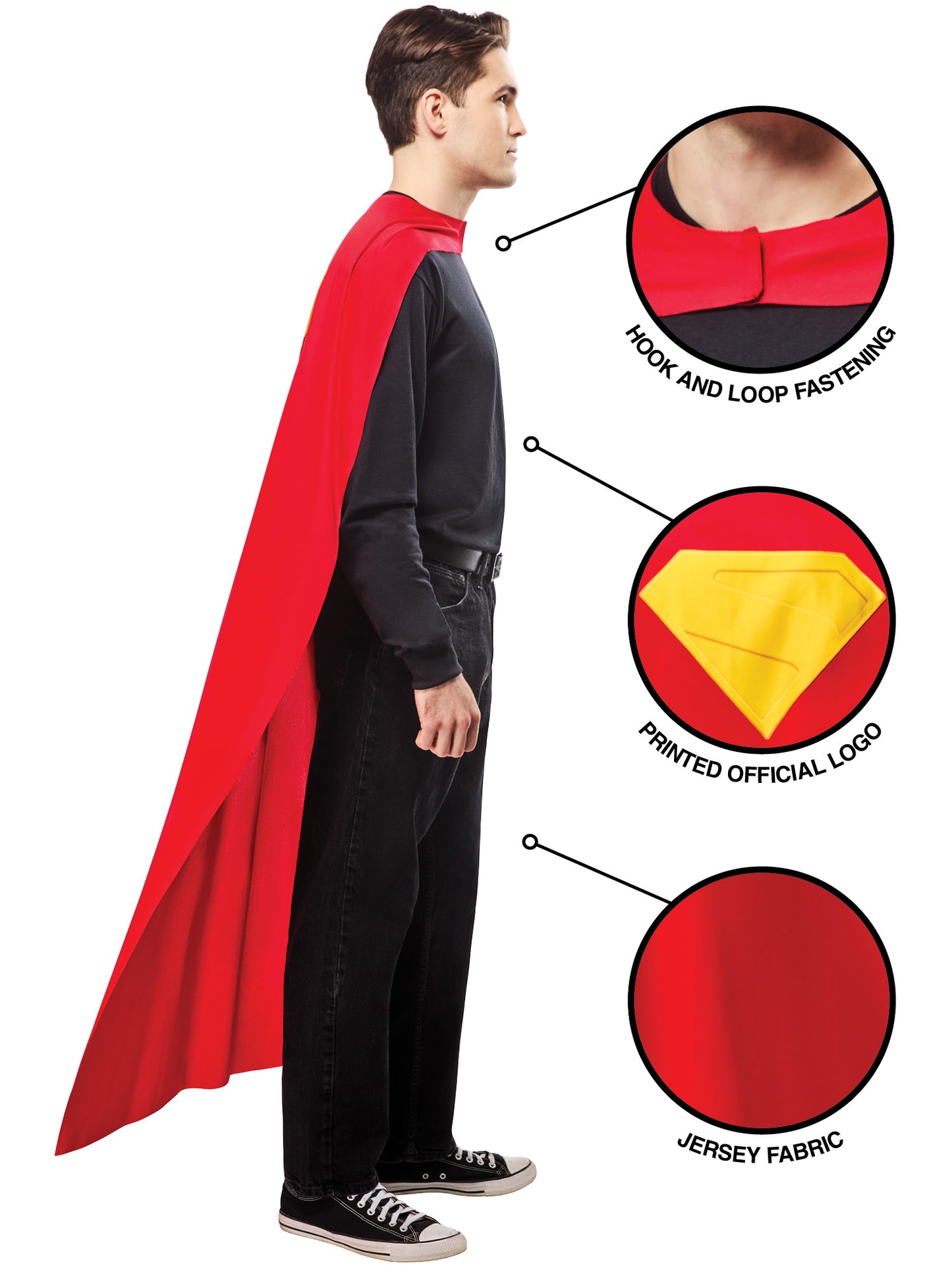 Rubies Superman Umhang für Herren DC Comics Kostümaccessoire – Seitenansicht