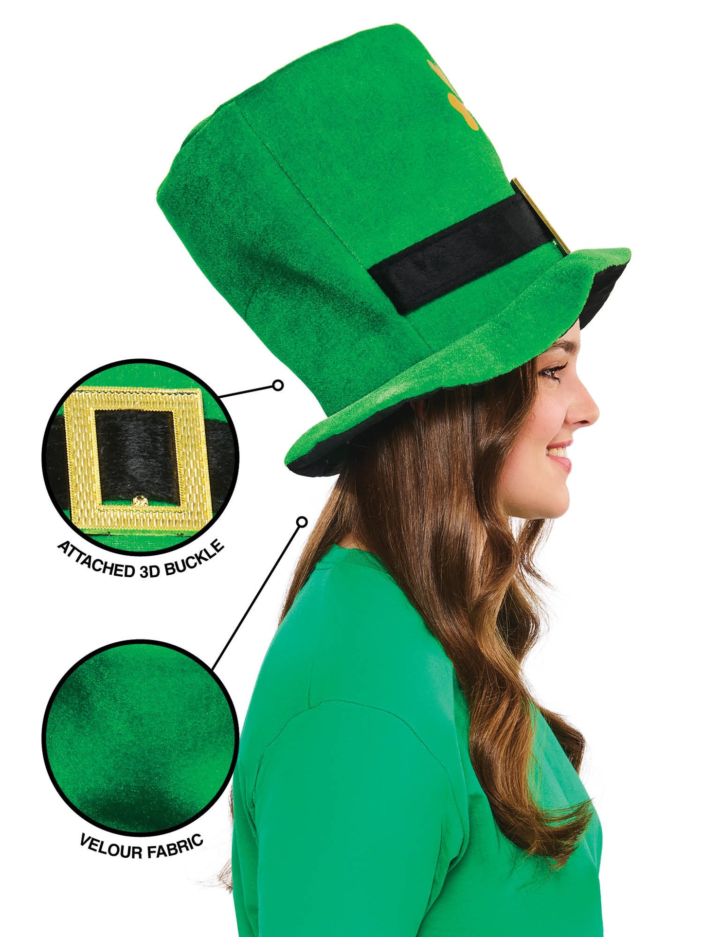 Rubies St. Patrick's Day Hut für Erwachsene – Seitenansicht