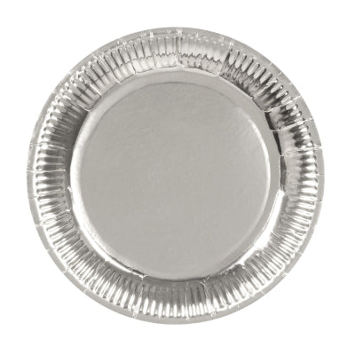 Boland Silber Papp-Teller 25cm 6 Stück Einweg-Dinnerplatten für Feiern