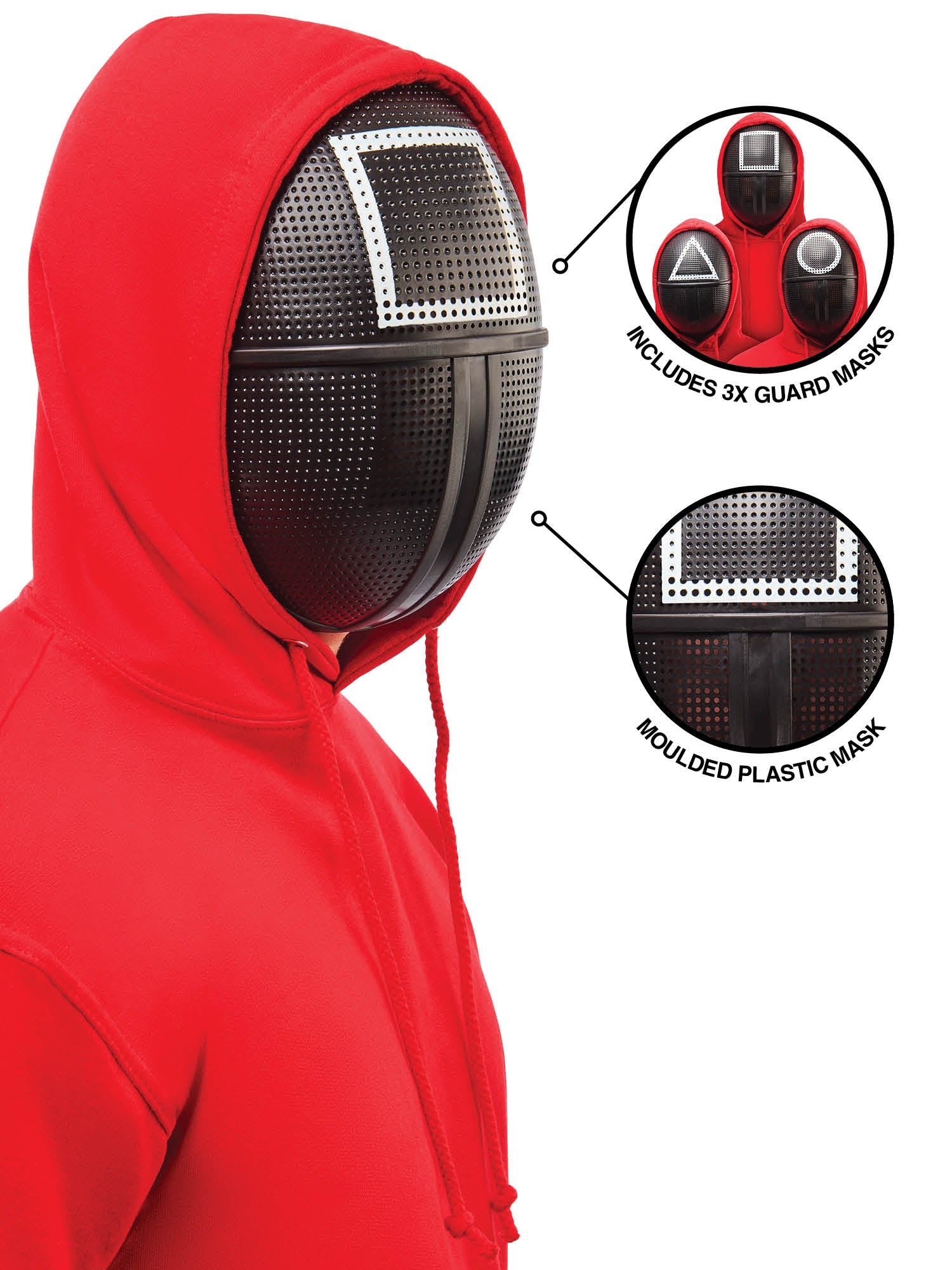 Rubies Squid Game Guard Masken 3er-Set – Seitenansicht