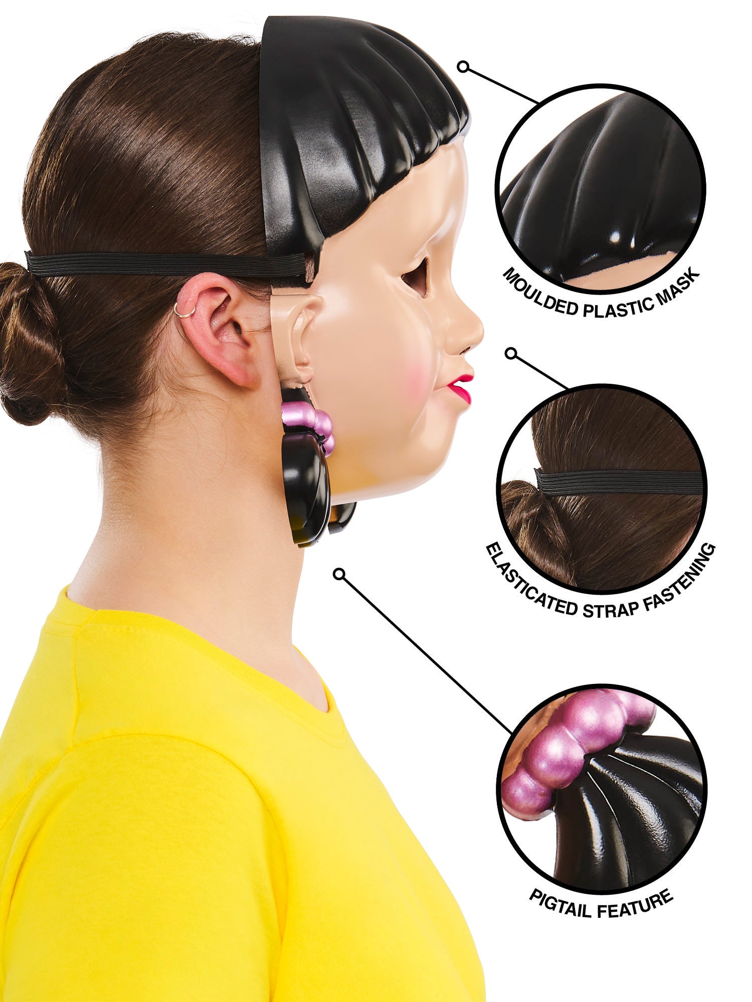 Rubies Squid Game Girl Doll Maske für Erwachsene – Seitenansicht