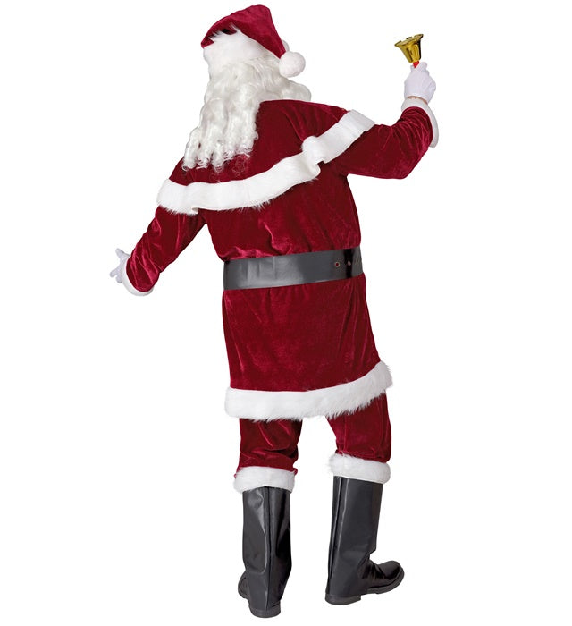 Weihnachtsmann Kostüm mit rotem Mantel, Hut, Hose, Gürtel und Stiefelüberziehern
