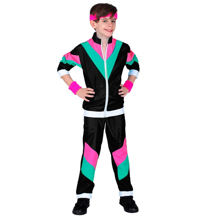 80er Jahre Trainingsanzug Oberteil und Hose im Retro-Stil für Fasnacht