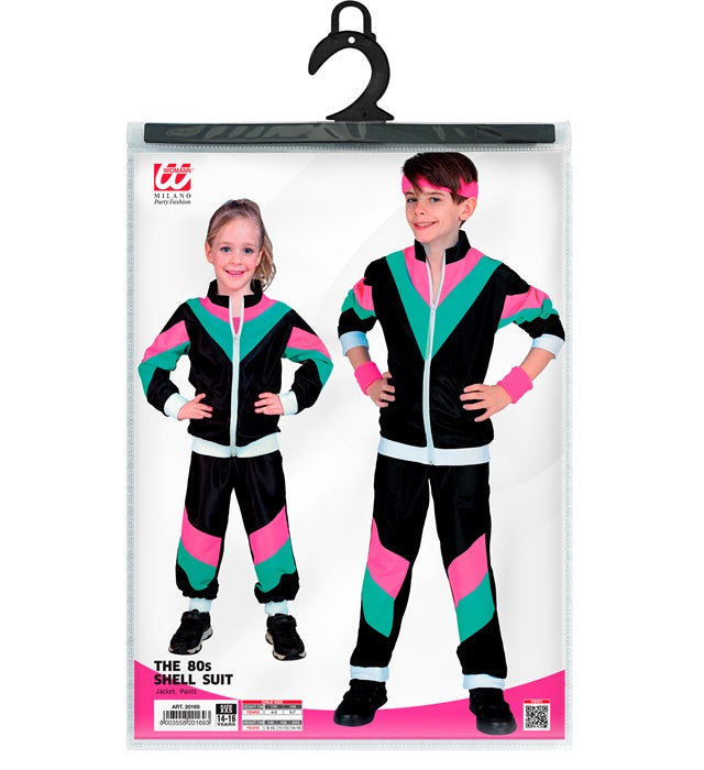 80er Jahre Trainingsanzug Oberteil und Hose im Retro-Stil für Fasnacht