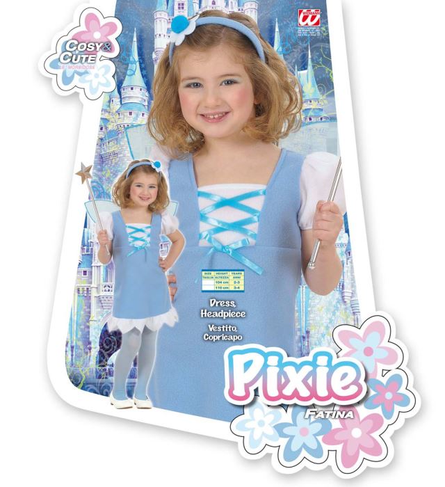 Blaues BLAUE FEE Kostüm mit Kleid und Kopfbedeckung für Fasnacht