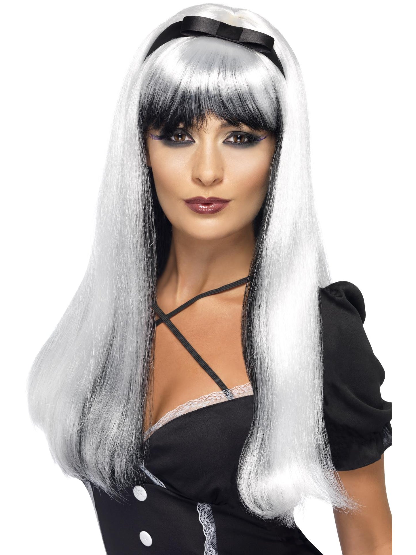 Smiffys Bewitching Wig, White & Black für Damen