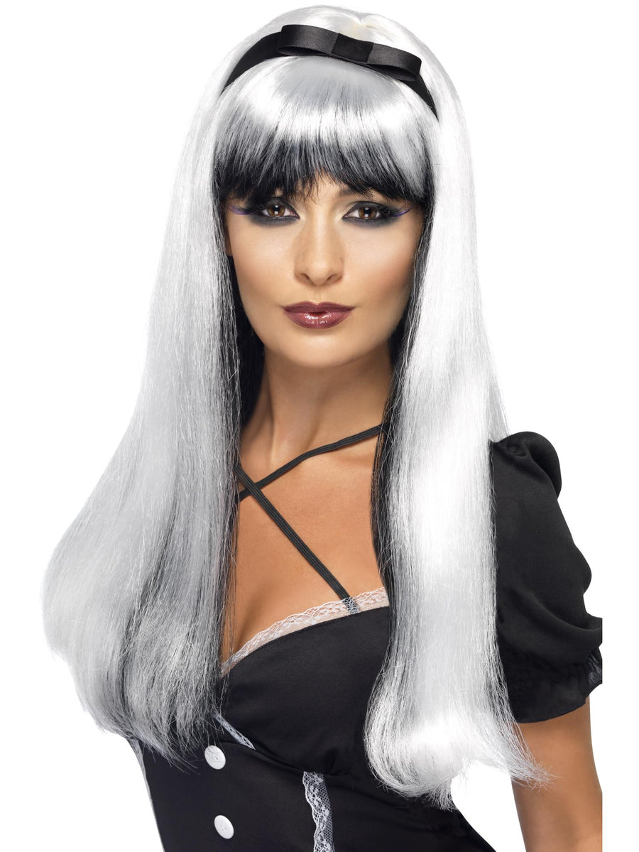 Smiffys Bewitching Wig, White & Black für Damen