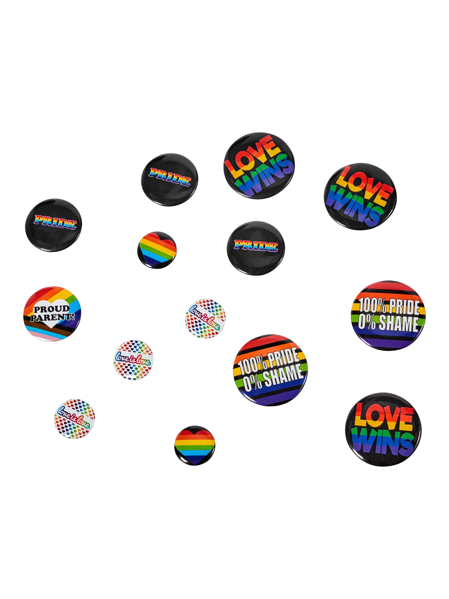 Rubies Pride Rainbow-Badges 24er-Pack – Detailansicht