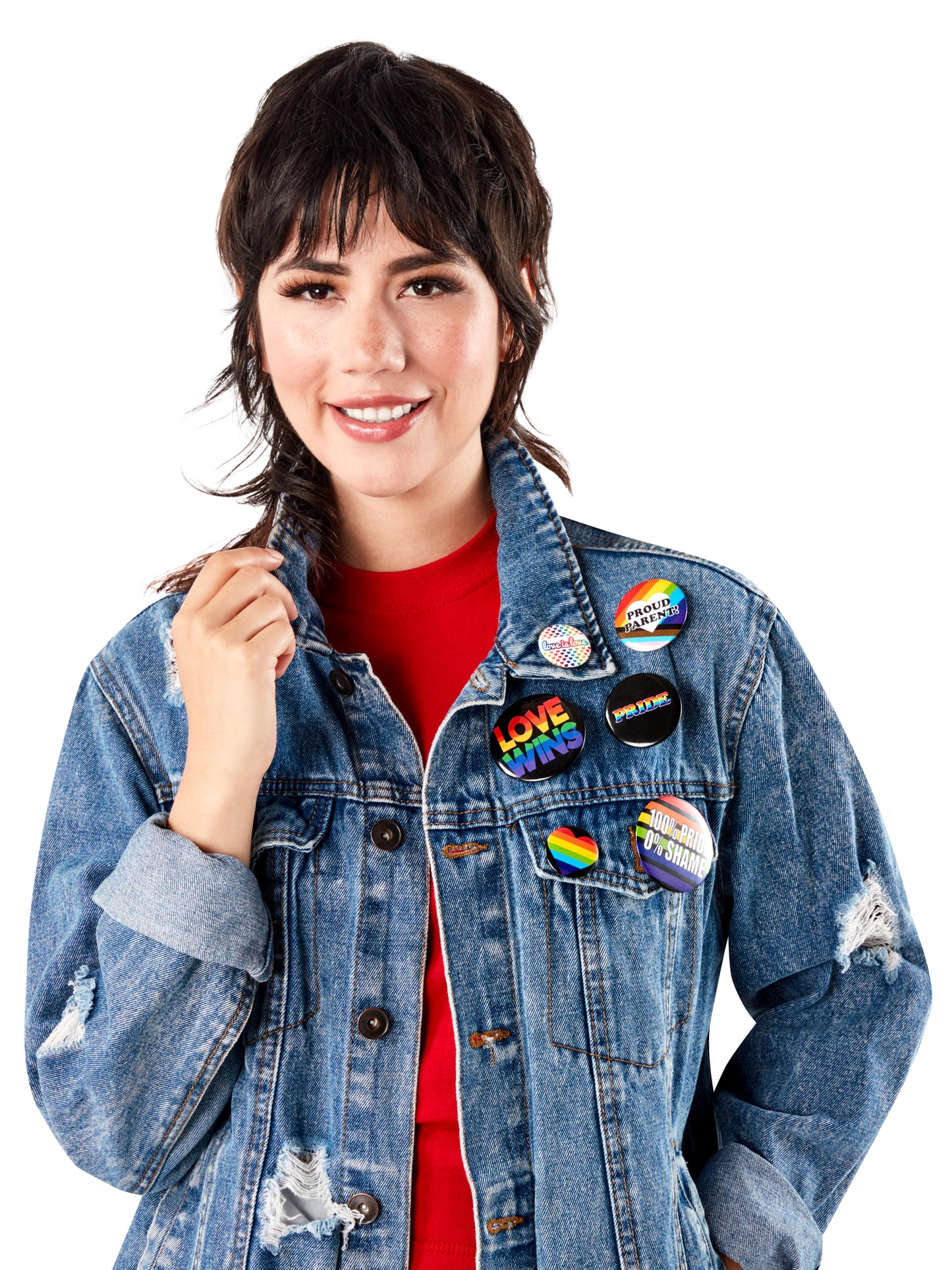 Rubies Pride Rainbow-Badges 24er-Pack – Seitenansicht