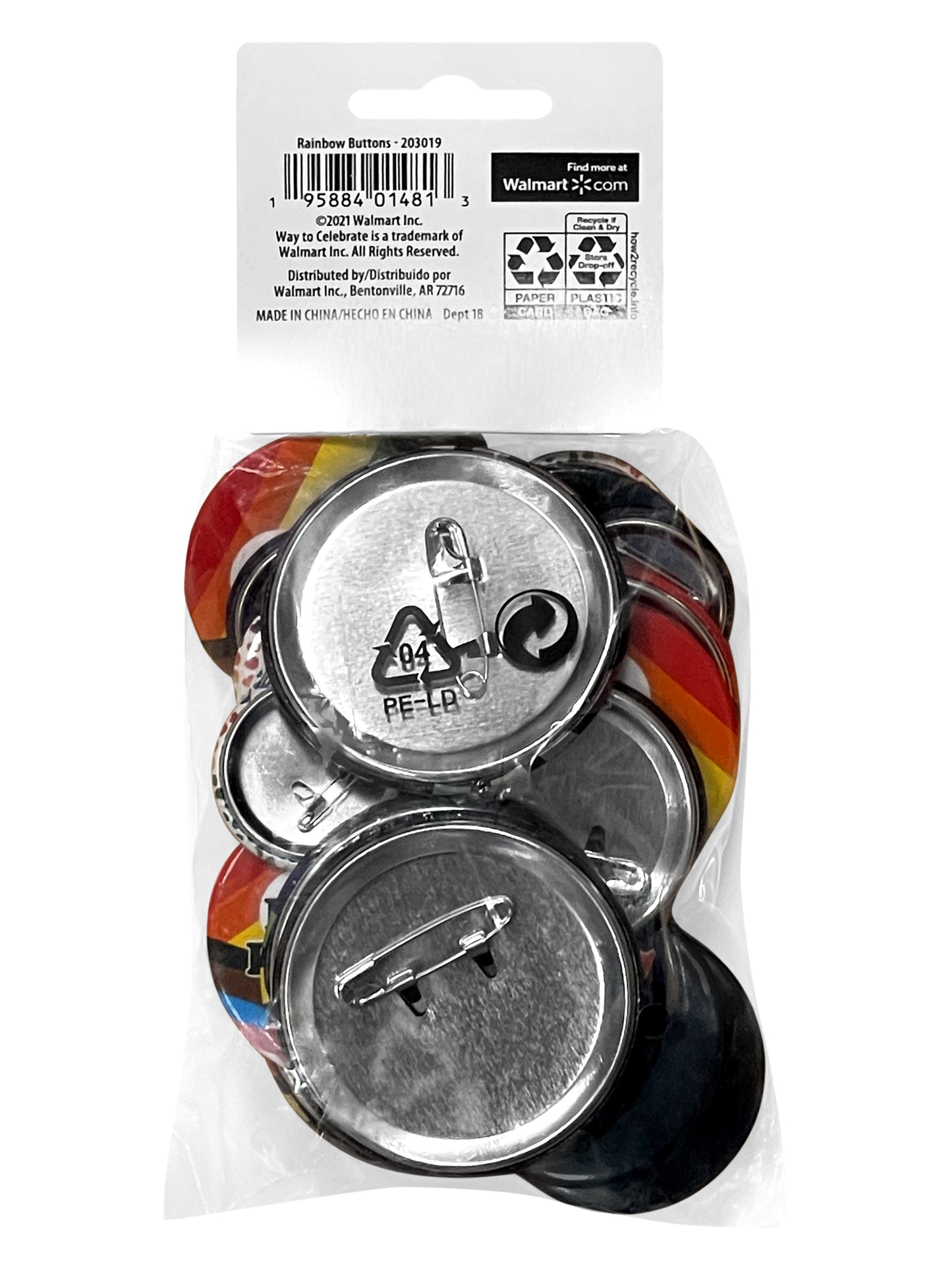 Rubies Pride Rainbow-Badges 24er-Pack – Verpackung