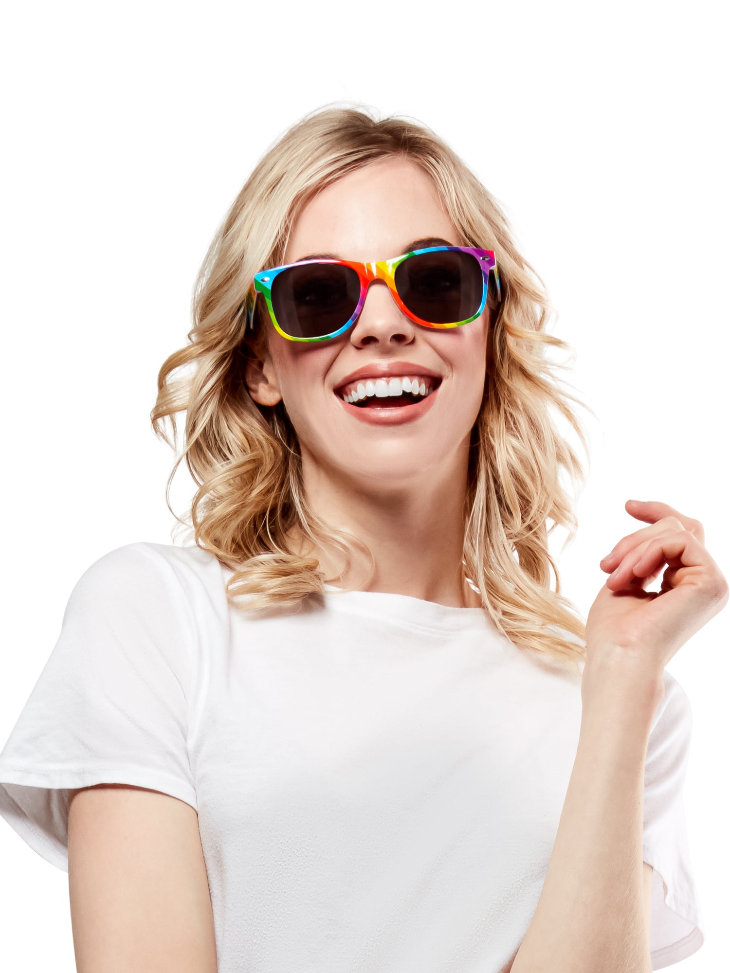 Rubies Rainbow Pride Sonnenbrille mit Regenbogen-Design – Produktansicht