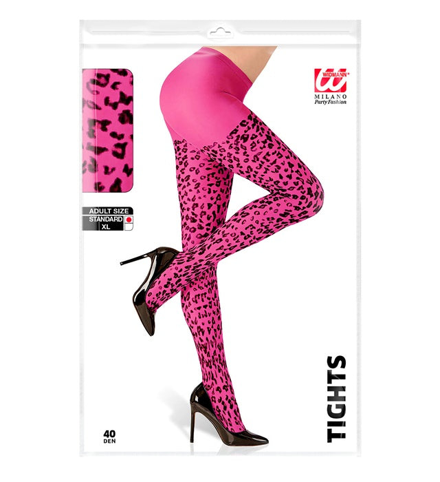Pink Leoparden Strumpfhose 40 DEN mit auffälligem Tiermuster