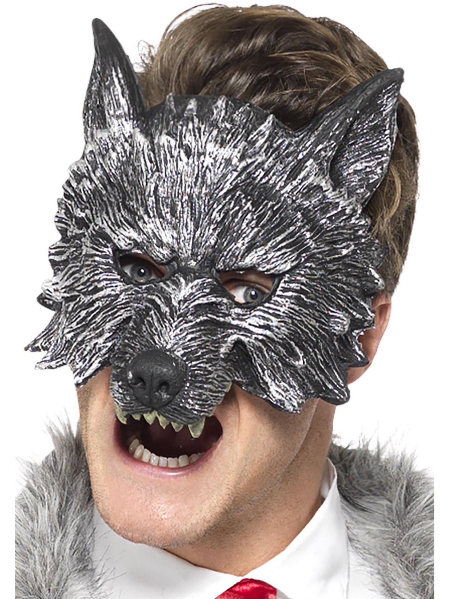 Smiffys STORYBOOK Deluxe Big Bad Wolf Mask, Grey für Herren