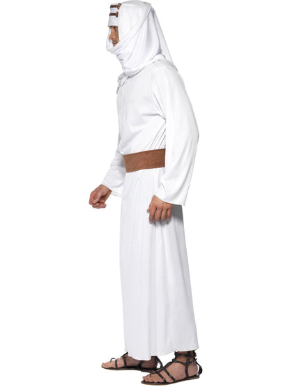 Smiffys Lawrence of Arabia Kostüm für Herren in Weiss mit Gewand, Kopfschmuck und Gürtel – Seitenansicht