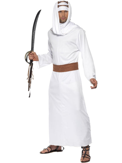 Smiffys Lawrence of Arabia Kostüm für Herren in Weiss mit Gewand, Kopfschmuck und Gürtel – Produktansicht