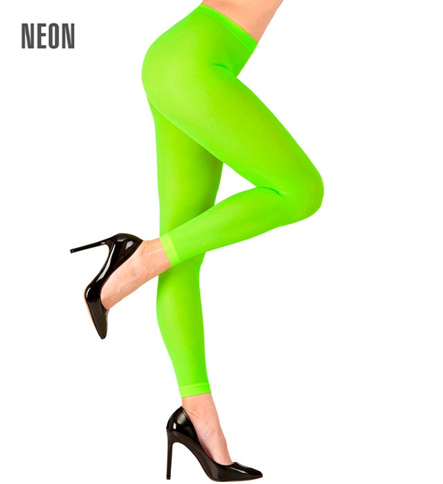 Neon grüne blickdichte Leggings 70 DEN für Fasnacht und Karneval