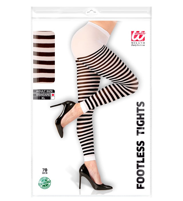 Weiß-schwarz gestreifte Leggings 70 DEN für Fasnachtskostüme
