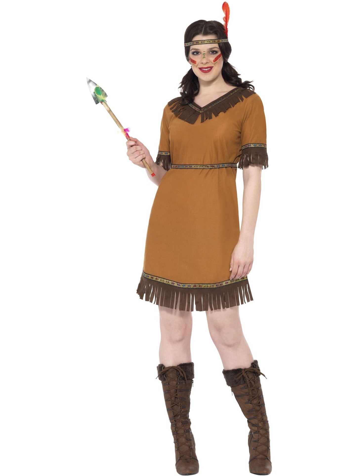 Smiffys INDIAN Native American Inspired Maiden Costume, Brown CS für Damen