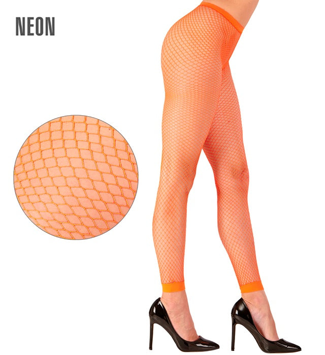 Neon orange Netz Leggings für Fasnacht und Karneval