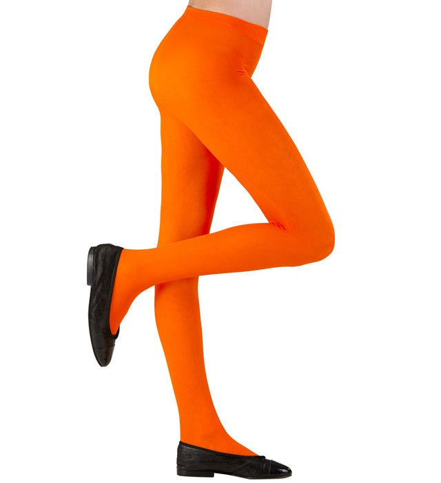 Orangefarbene blickdichte Strumpfhose 40 DEN für Fasnacht-Kostüm