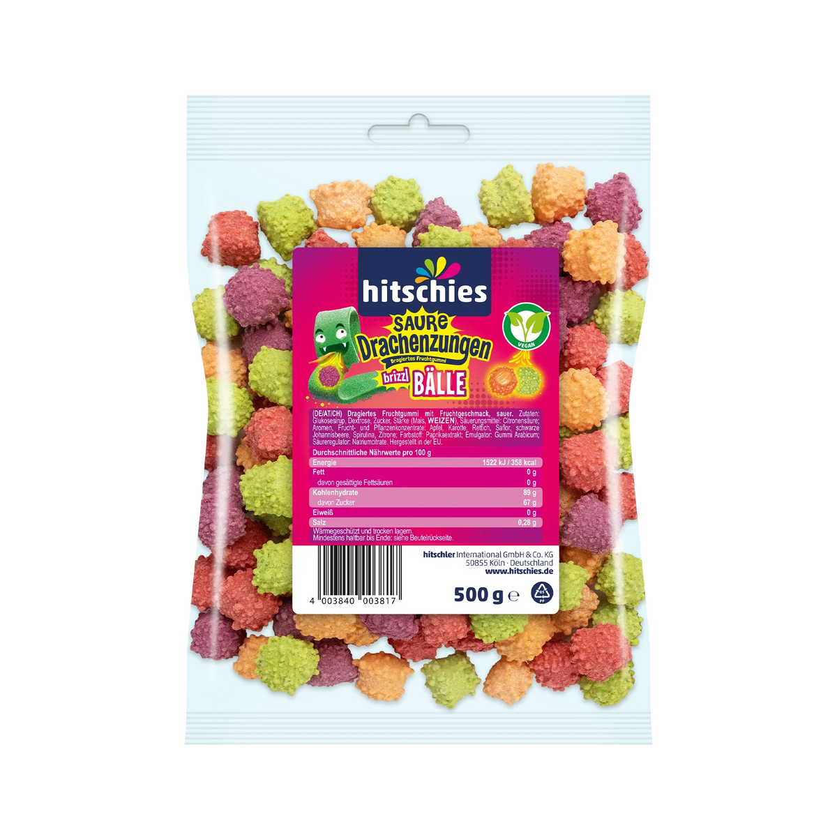 Hitschies Saure Drachenzungen Brizzl Bälle 500 g