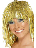 Smiffys goldene 1970s Disco Cyber-Tinsel-Perücke für Damen – Produktansicht