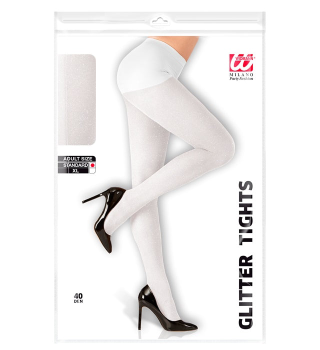 Schimmernde weiße Strumpfhose 40 DEN elegant auf hellem Hintergrund