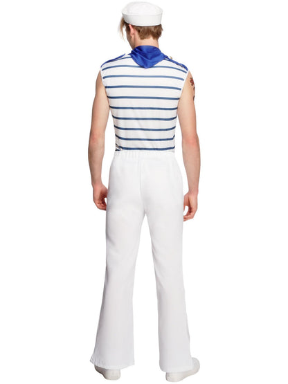 Smiffys French Sailor Kostüm für Herren in Weiss mit Oberteil, Hose und Halstuch – Detailansicht