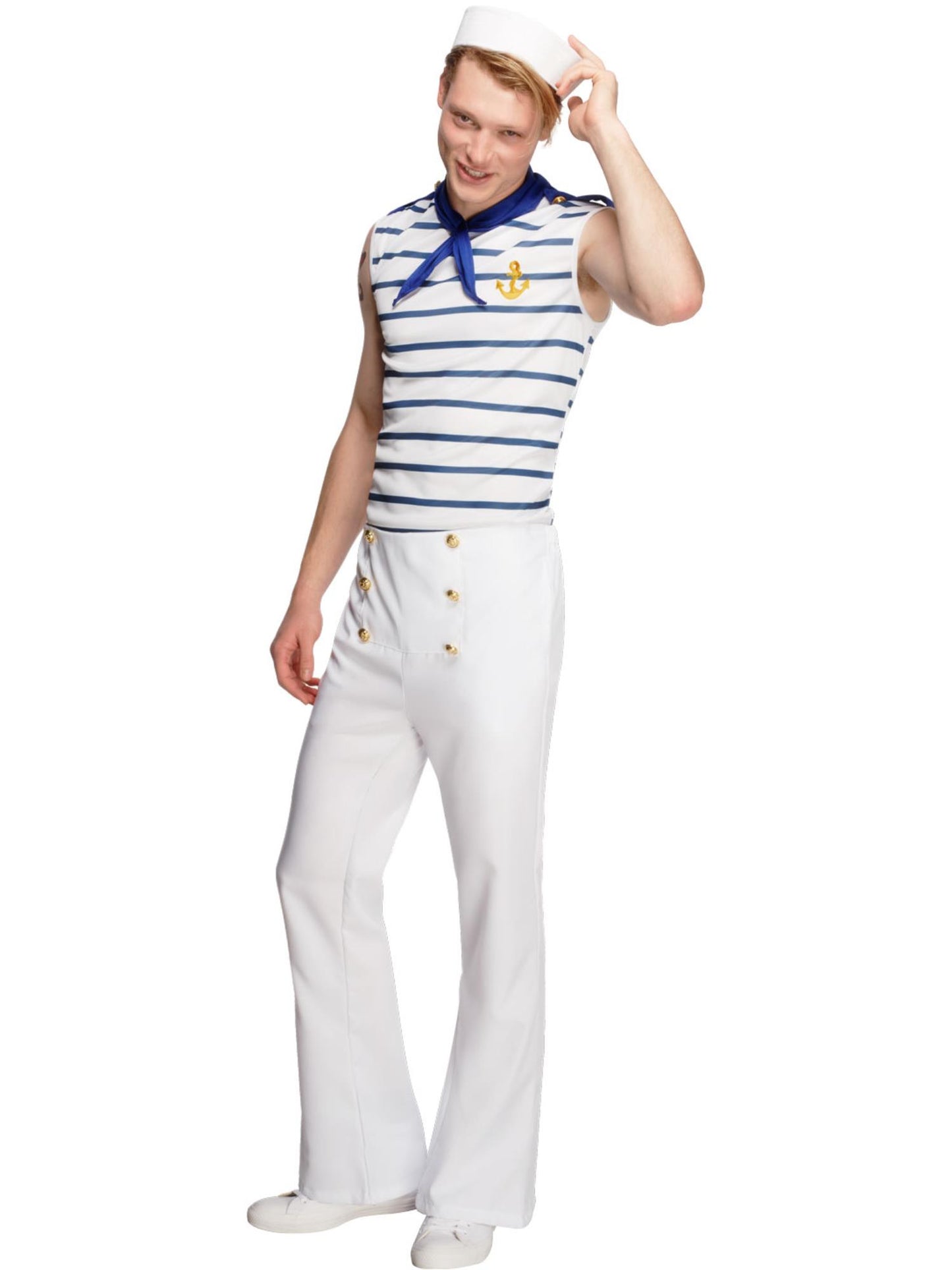 Smiffys Fever Male French Sailor Costume, White CS für Herren