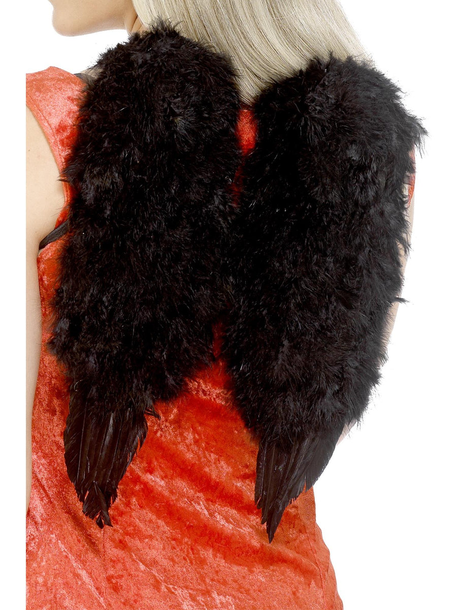 Smiffys Angel Wings, Feathered, Black für Damen