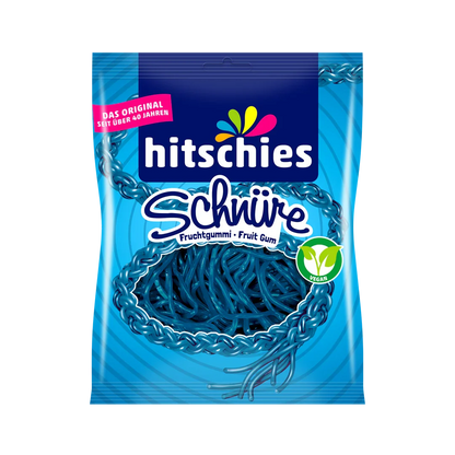 Hitschies Schnüre Blau Himbeere 125 g Veganes Fruchtgummi