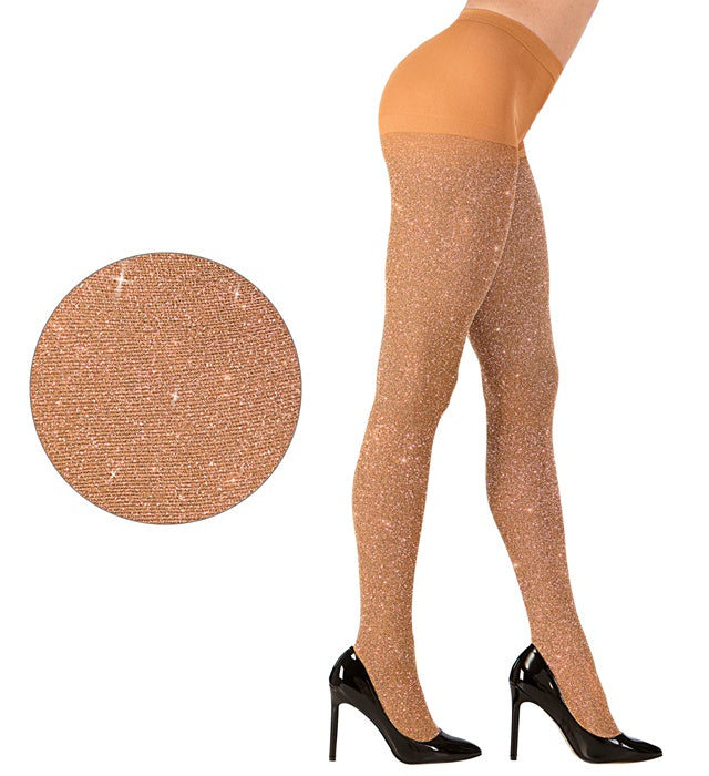 Schimmernde goldene Strumpfhose 40 DEN für Fasnacht und Karneval