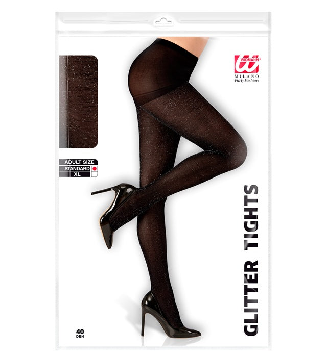 Schwarze schimmernde Strumpfhose 40 DEN für Fasnachtskostüm