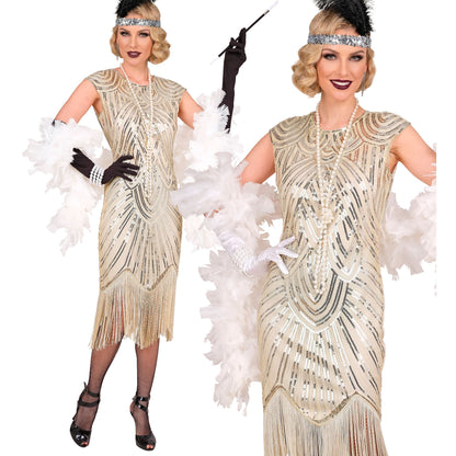 "20er JAHRE GATSBY FLAPPER" (Kleid) - beige – Vorderansicht