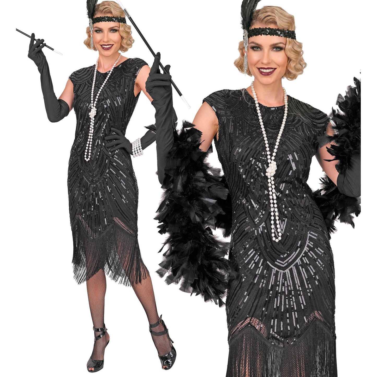 "20er JAHRE GATSBY FLAPPER" (Kleid) - schwarz – Vorderansicht