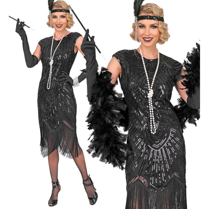 "20er JAHRE GATSBY FLAPPER" (Kleid) - schwarz – Vorderansicht
