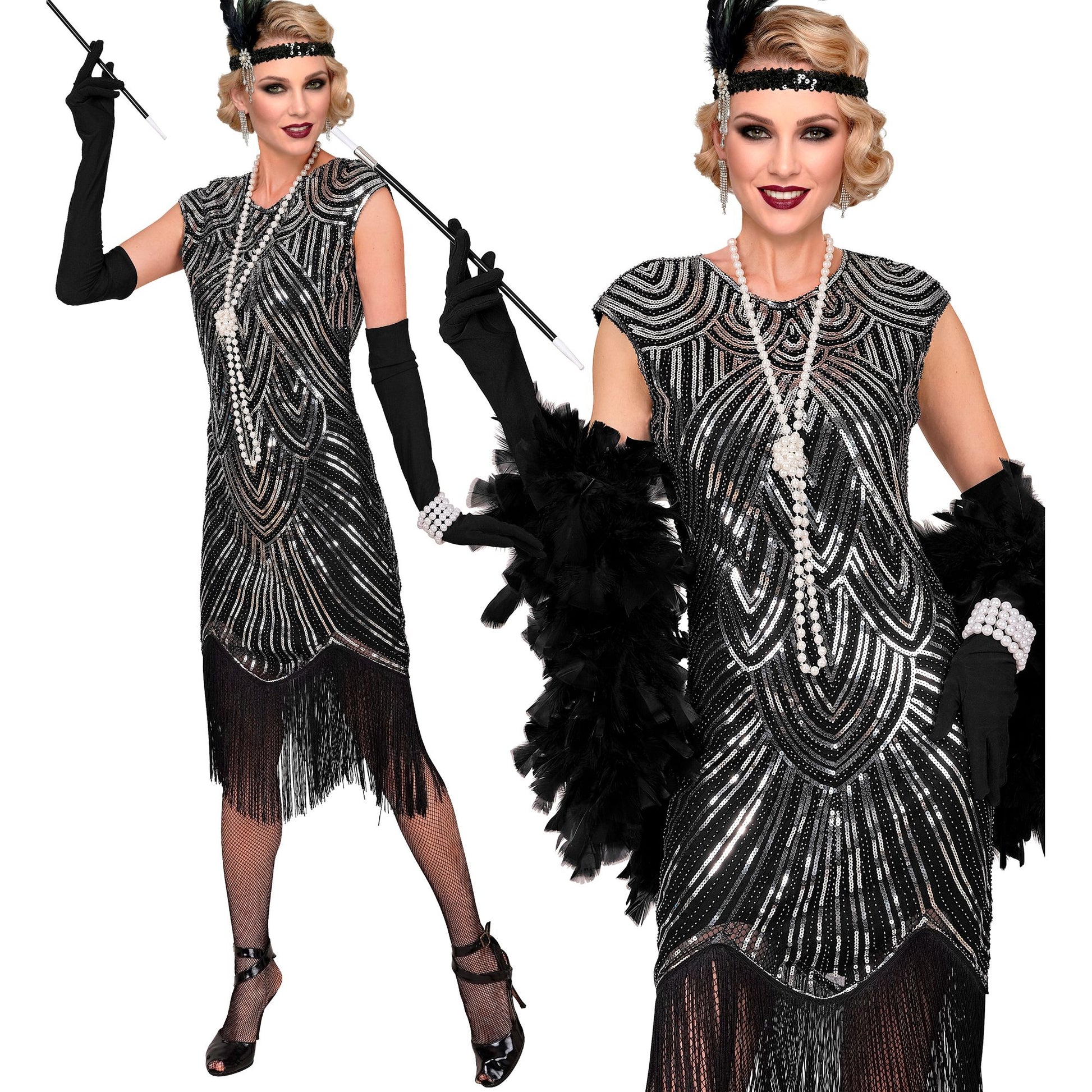 "20er JAHRE GATSBY FLAPPER" (Kleid) - silber – Vorderansicht