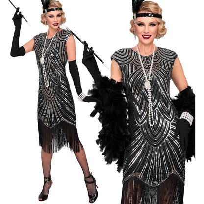 "20er JAHRE GATSBY FLAPPER" (Kleid) - silber – Vorderansicht