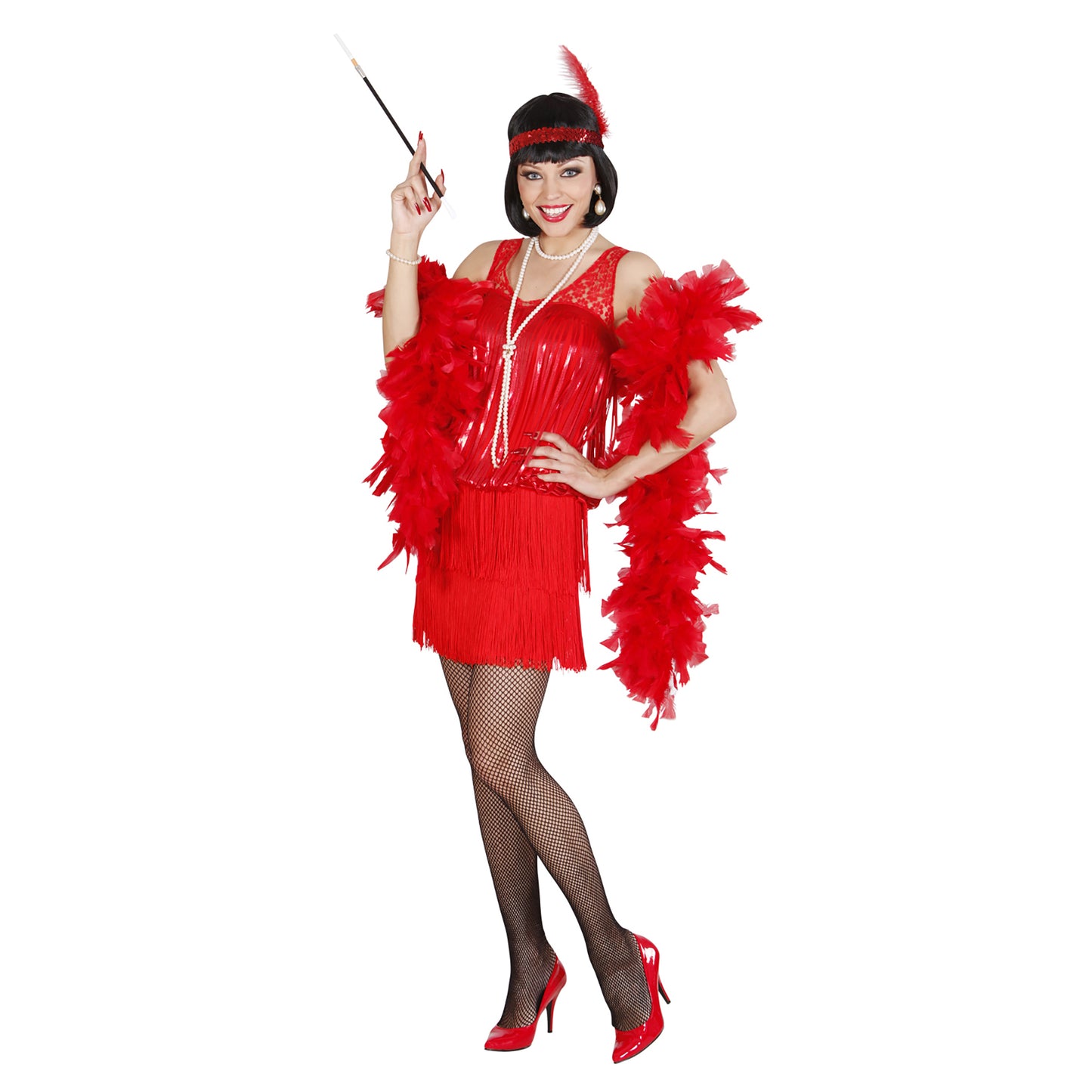 "20ER JAHRE ROARING CHARLESTON" (Kleid, Stirnband mit Feder) – Vorderansicht