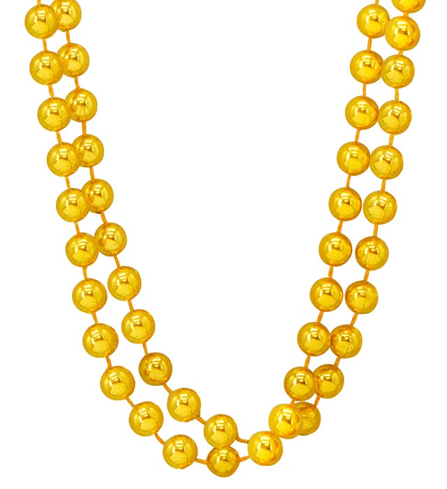 Set aus zwei goldenen Perlenketten mit je 40 cm Länge auf weißem Hintergrund