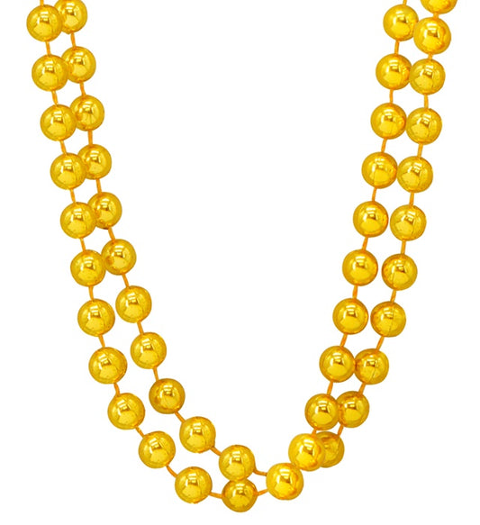 Set aus zwei goldenen Perlenketten mit je 40 cm Länge auf weißem Hintergrund