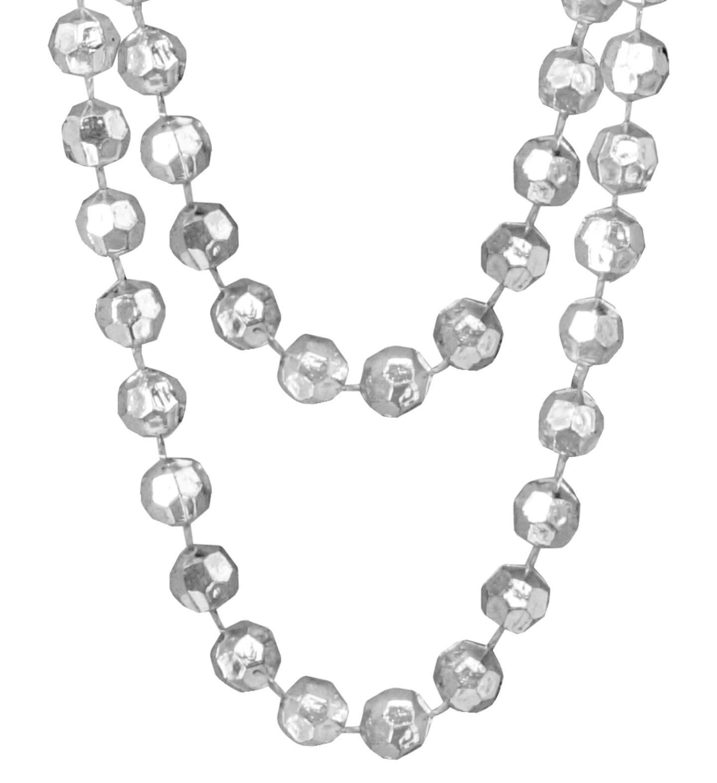 Zwei silberne Disco-Kugel-Halsketten mit 40 cm Kettenlänge und reflektierenden Acrylscheiben