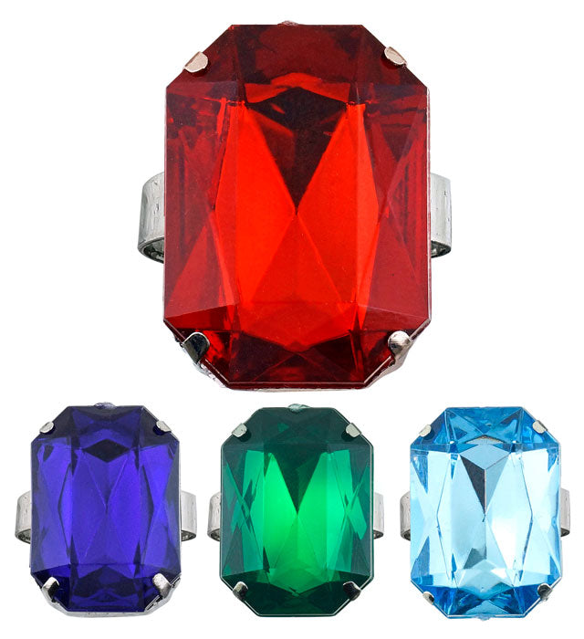 Maxi Ring mit großem Edelstein in vier verschiedenen Farben für Fasnacht und Karneval
